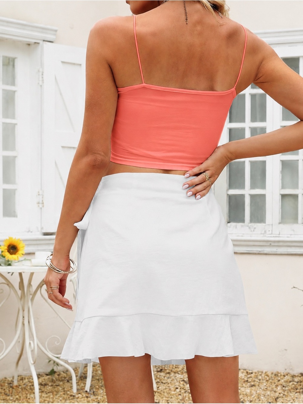 🤍 BOUTIQUE BRAND White Ruffle Wrap Skirt - Picture 2 of 2
